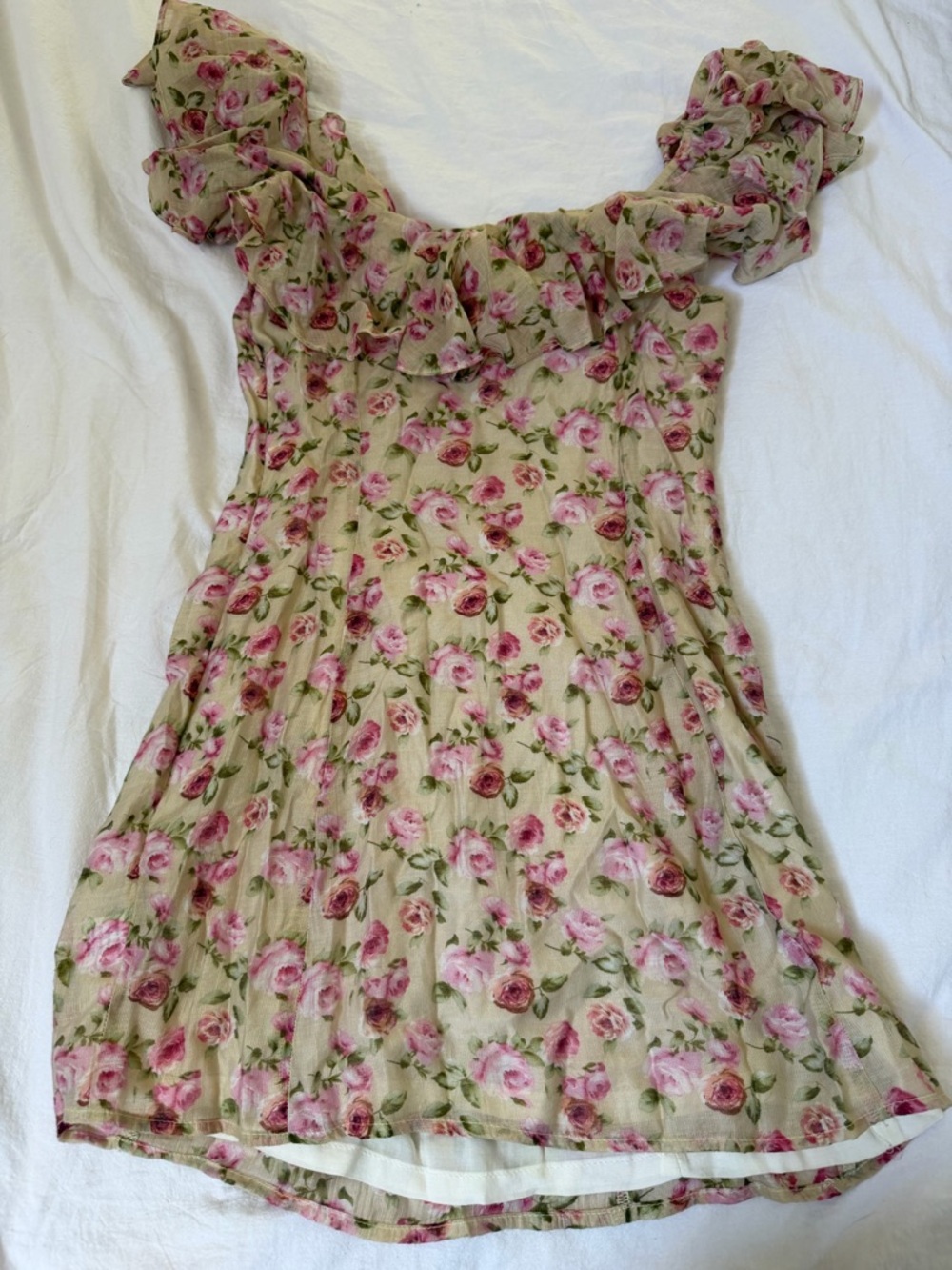 Vanessa Mooney Joelyn Ruffle Off Shoulder Floral Mini Dress Size M - Picture 5 of 6